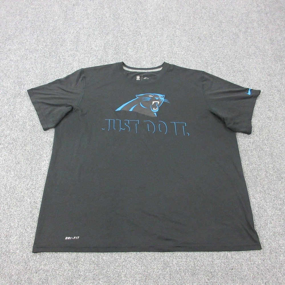 Carolina Panthers Shirt Mens 2XL Black NFL Football Dri-FIT Nike Just Do It
